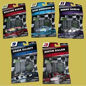 5 NASCAR Daytona 500 Diecast 1:64 Authentics  Denny Hamlin Chase Elliott, Austin
